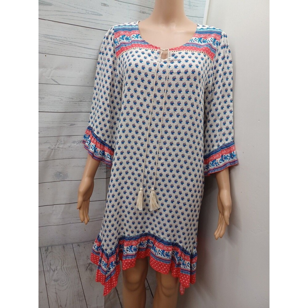 Kori Boutique Hippie/Bohemian Peasant Flowy Tunic Blouse M Tassels